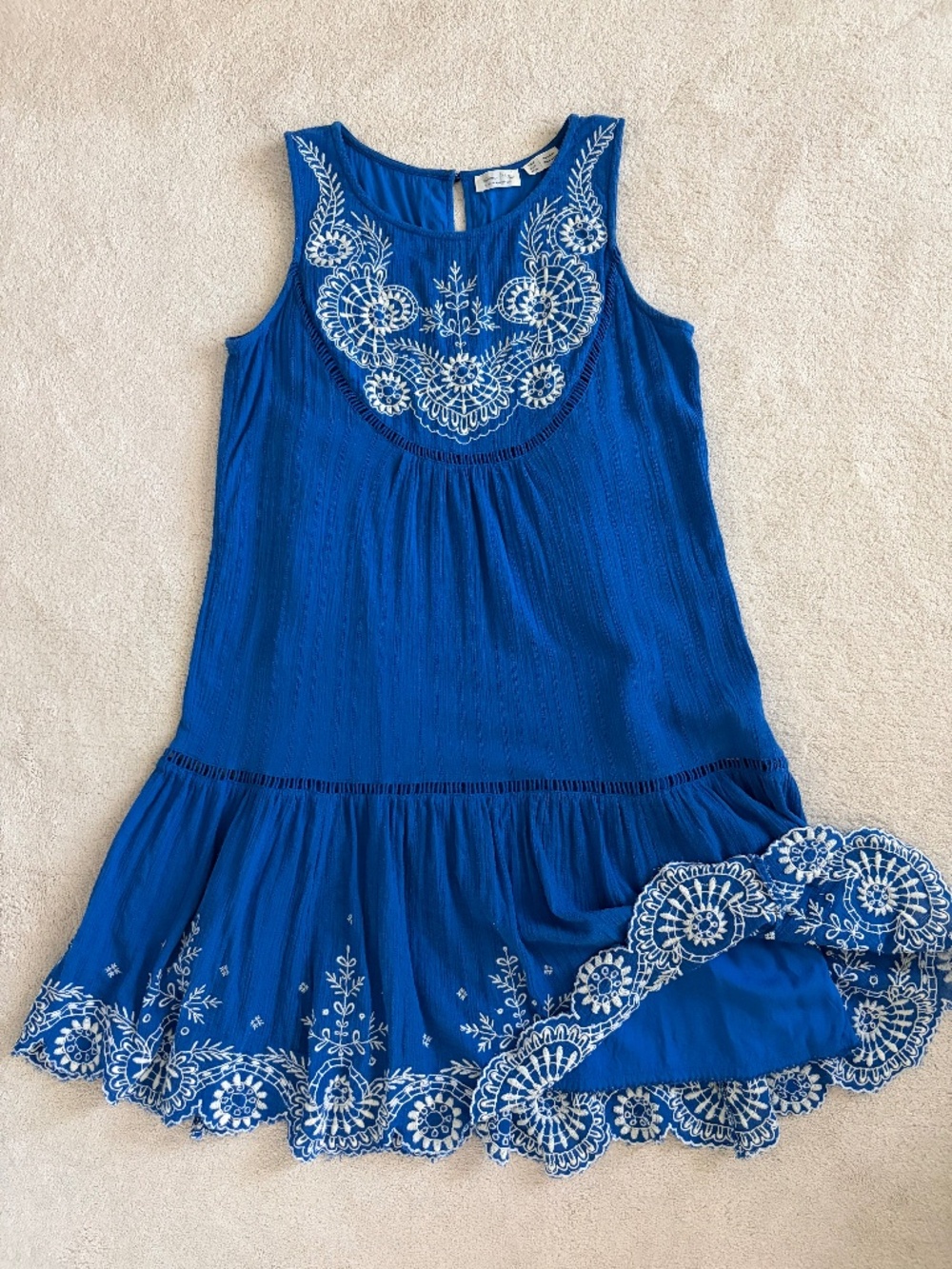 Anthropologie US 2 embroidered cotton dress